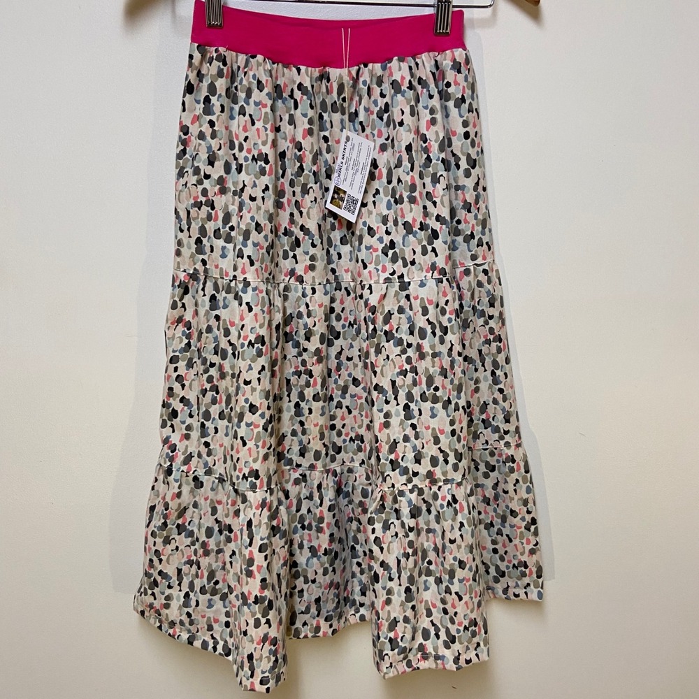 Girls Maxi Mom and Pop's Kids Skirt Size 10/12 Pink Multi Upcycled Cotton Tiered